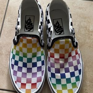 Vans Rainbow Checkerboard Slip-On Sneakers Wmns 7